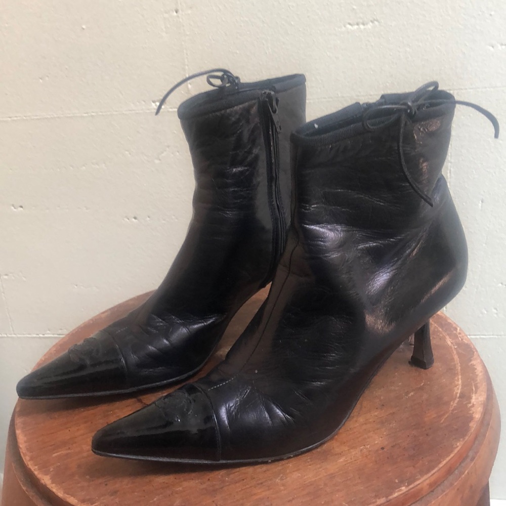 Genuine Chanel Italian Leather Kitten Heel Boots